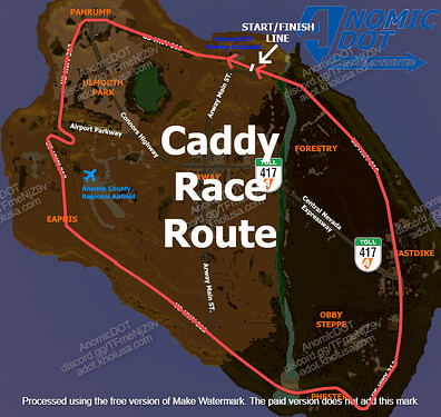 Caddy Racing Route - Courtesy of the Anomic Department of Transportation